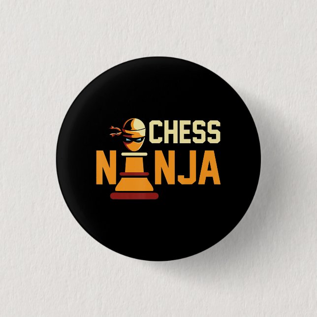 Bóton Redondo 2.54cm Cool Chess Ninja  Chess Lovers Gift (Frente)