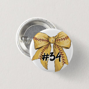 Bóton Redondo 2.54cm Coquete/arco de softball com número de jogador per