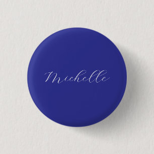 Bóton Redondo 2.54cm Cor Azul Profunda Caligrafia Moderna Simples Própr