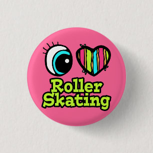 Bóton Redondo 2.54cm Coração Olho Brilhante Eu Adoro Roller Skating