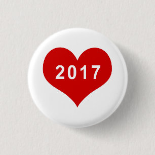 Bóton Redondo 2.54cm Coração Vermelho Botão de Amor 2017