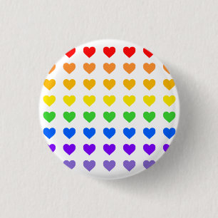 Bóton Redondo 2.54cm Corações Arco-Íris