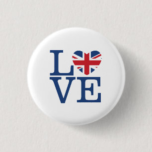 Bóton Redondo 2.54cm Corações Britânicos - Love Union Jack - Button
