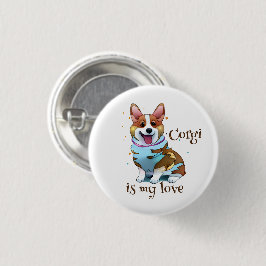 Bóton Redondo 2.54cm Corgi de laranja-branca para um humor positivo