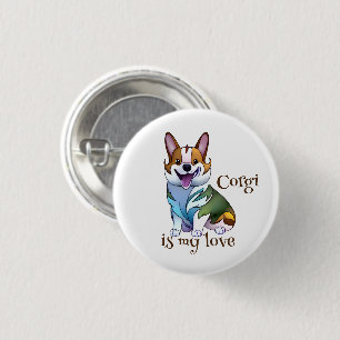 Bóton Redondo 2.54cm Corgi de laranja-branca para um humor positivo