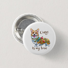 Bóton Redondo 2.54cm Corgi de laranja-branca para um humor positivo