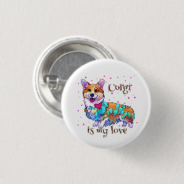 Bóton Redondo 2.54cm Corgi de laranja-branca para um humor positivo