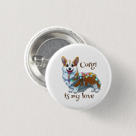 Bóton Redondo 2.54cm Corgi de laranja-branca para um humor positivo