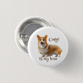 Bóton Redondo 2.54cm Corgi laranja fofo para um humor positivo