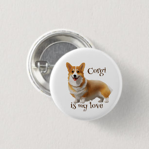 Bóton Redondo 2.54cm Corgi laranja fofo para um humor positivo