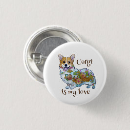 Bóton Redondo 2.54cm Corgi laranja fofo para um humor positivo