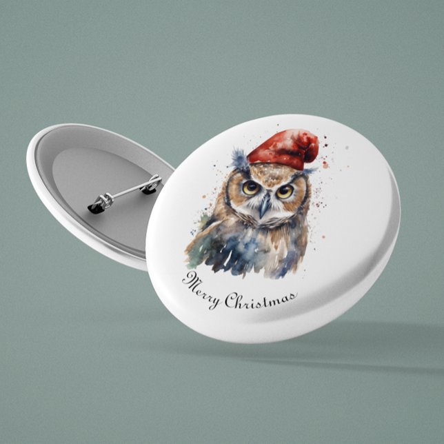 Bóton Redondo 2.54cm Coruja Invernal Encantada, personalizada (Criador carregado)