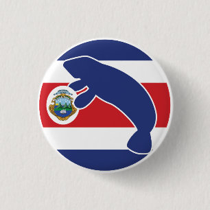 Bóton Redondo 2.54cm Costa Rica Manatee Animal Nacional da Costa Rica