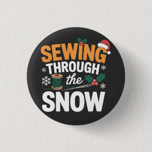 Bóton Redondo 2.54cm Costurando Através da Neve Camisa de Natal Engraça