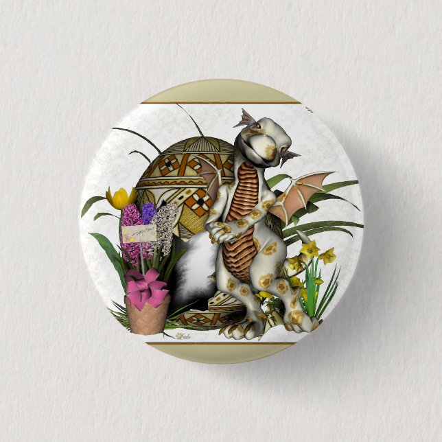 Bóton Redondo 2.54cm Crachá/botão do dragão do bebê da páscoa (Frente)