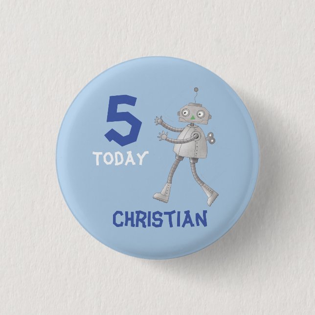 Bóton Redondo 2.54cm Crachá da idade do robô (Frente)