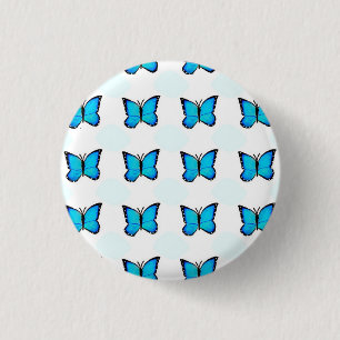 Bóton Redondo 2.54cm Crachá de Borboleta Azul