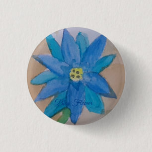 Bóton Redondo 2.54cm Crachá de Flor Azul