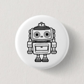 Bóton Redondo 2.54cm Crachá de ilustração de desenho de um robô retrô b
