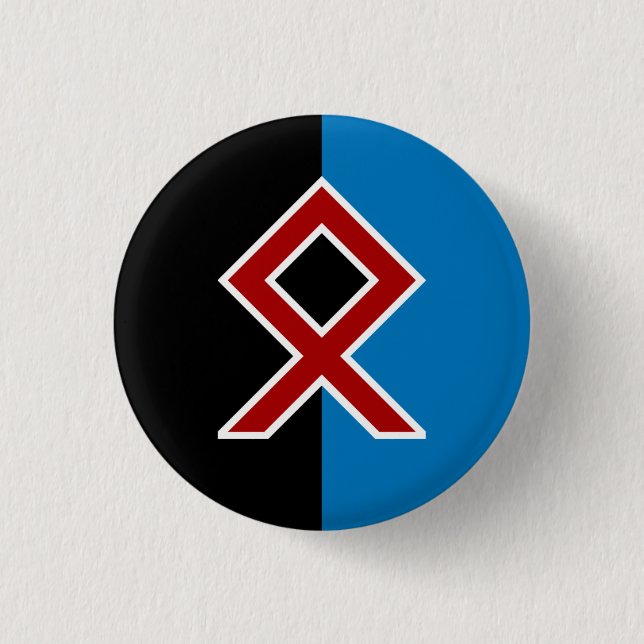 Bóton Redondo 2.54cm Crachá de Rune Odal - Vida, Espírito, Solo e Mar (Frente)