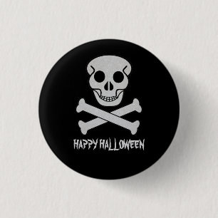 Bóton Redondo 2.54cm Crachá do Halloween Skull e Bones Button