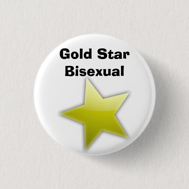Bóton Redondo 2.54cm Crachá Dourado do Bisexual da estrela (Frente)