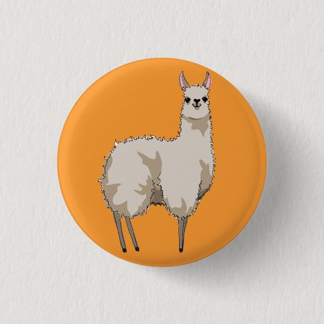 Bóton Redondo 2.54cm Crachá Orange Llama (Frente)