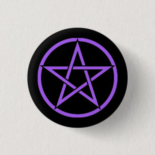 Bóton Redondo 2.54cm Crachá preto e roxo do botão do Pentagram do