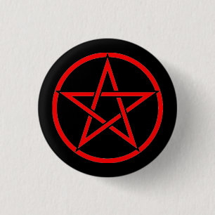 Bóton Redondo 2.54cm Crachá preto e vermelho do botão do Pentagram do