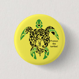 Bóton Redondo 2.54cm Crachá Proteja as tartarugas! Estilo Cagou