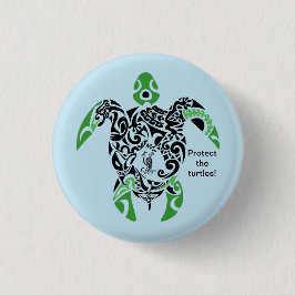 Bóton Redondo 2.54cm Crachá Proteja as tartarugas! Estilo Cagou