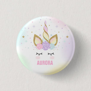 Bóton Redondo 2.54cm Crachá Unicorn Unicorn Favor Partido Pin Rosa e D