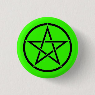 Bóton Redondo 2.54cm Crachá verde e preto do botão do Pentagram do Pe
