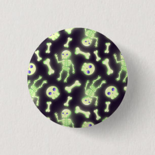 Bóton Redondo 2.54cm Crânio de Ossos do Esqueleto Brilhante e Bonito