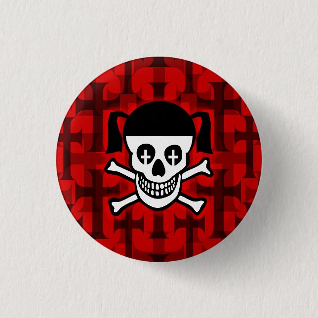 Bóton Redondo 2.54cm Crânio e cruzes da gótico (Frente)