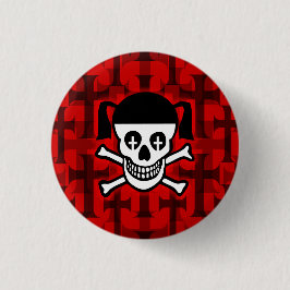 Bóton Redondo 2.54cm Crânio e cruzes da gótico
