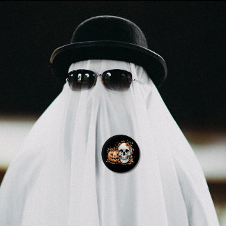 Bóton Redondo 2.54cm Crânio gótico e abóbora