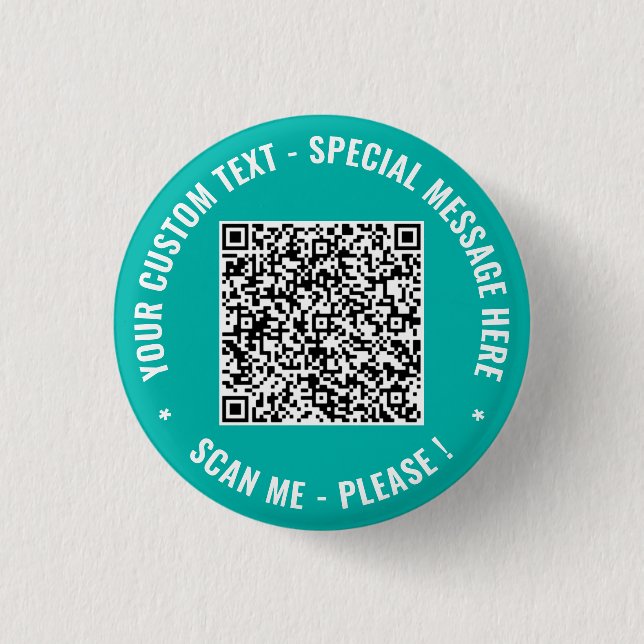 Bóton Redondo 2.54cm Create Your Own QR Code Buttons Personalized Text (Frente)