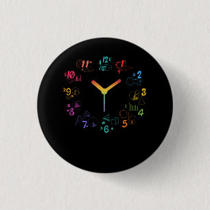 Bóton Redondo 2.54cm Creative Clock Math Ama este relógio matemático