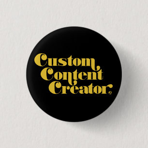 Bóton Redondo 2.54cm Criador de Conteúdo Personalizado Slogan Amarelo G