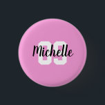 Bóton Redondo 2.54cm Crie seu próprio nome personalizado, número cor-de<br><div class="desc">Crie Seu Próprio Botão Número De Nome Personalizado. Adicione seu próprio nome e número ao botão relacionado ao futebol para fazer uma bola de futebol feminino personalizada para você ou um jogador de futebol entre a família ou amigos como uma filha,  neta ou sobrinha.</div>