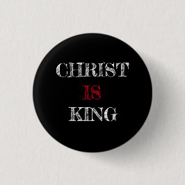 Bóton Redondo 2.54cm Cristo É Rei Preto Branco Vermelho Botão de Pin