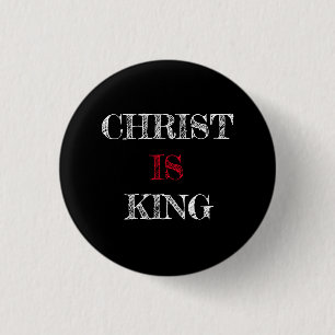 Bóton Redondo 2.54cm Cristo É Rei Preto Branco Vermelho Botão de Pin
