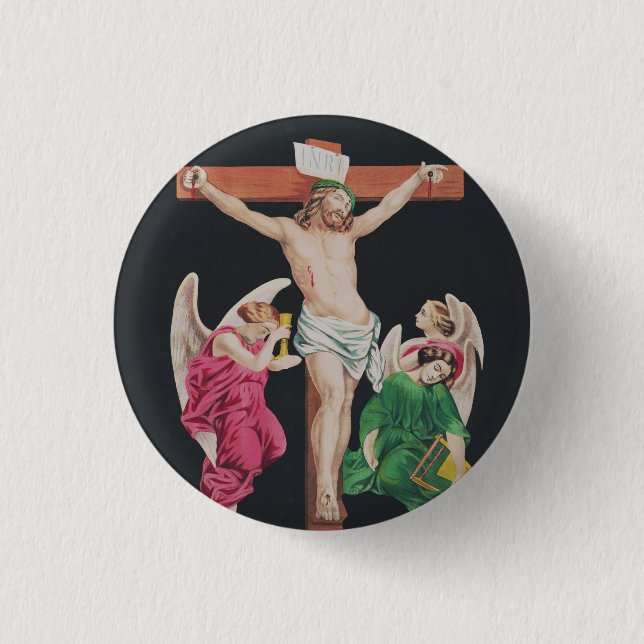 Bóton Redondo 2.54cm Crucificação Medieval de Jesus Cristo (Frente)