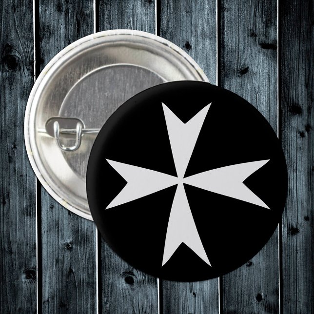 Bóton Redondo 2.54cm Cruz Maltesa Branca, Ruas. John, símbolo da bandei (Criador carregado)