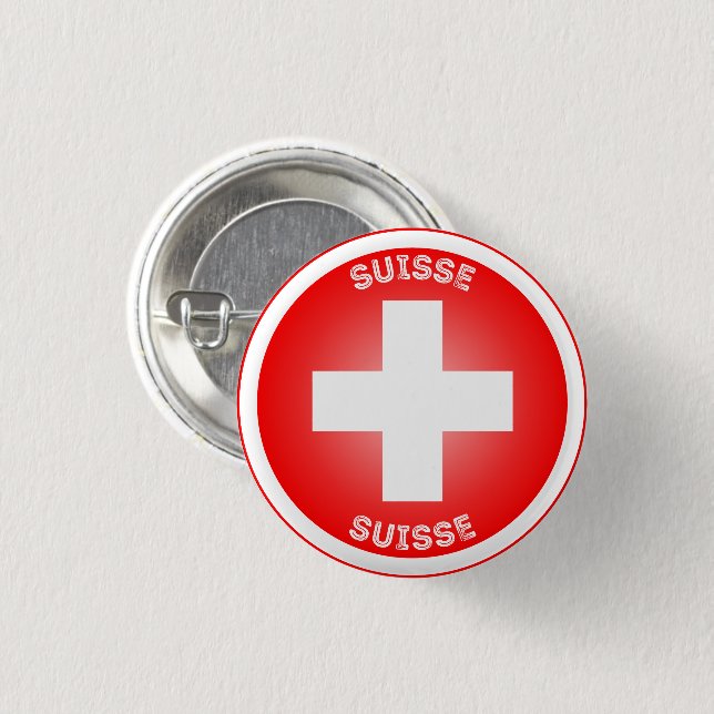 Bóton Redondo 2.54cm Cruz Suíça Círculo Forma Suisse (Frente & Verso)