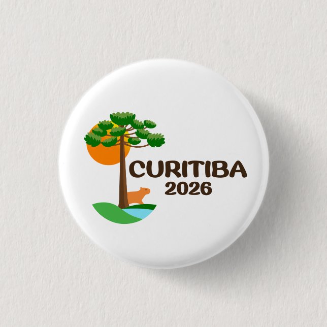 Bóton Redondo 2.54cm Curitiba Brazil 2026 International Convention Pin (Frente)