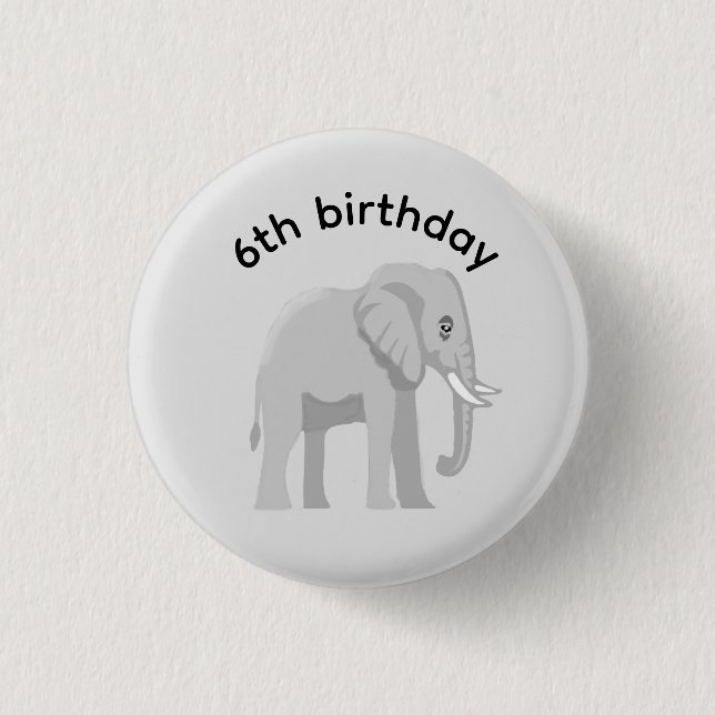 Bóton Redondo 2.54cm Custom Elephant Birthday Boy Girl Age Badge Pin (Frente)