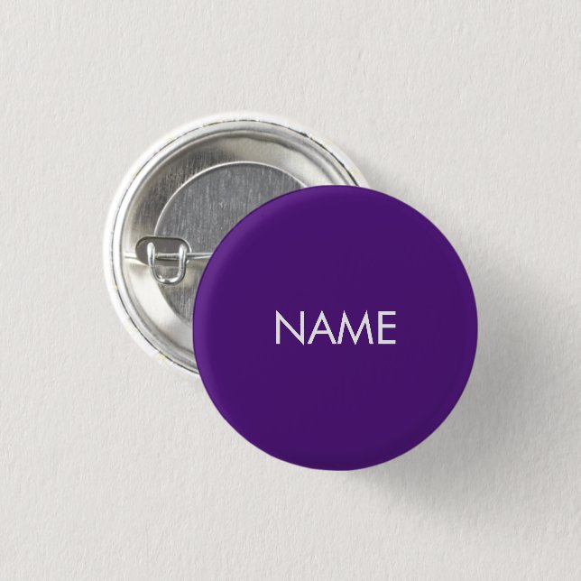 Bóton Redondo 2.54cm Custom name text purple white minimalist button (Frente & Verso)