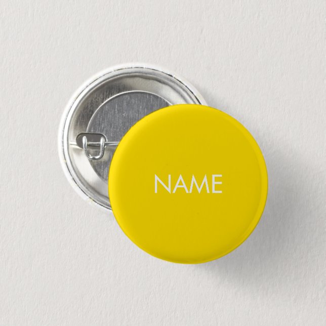 Bóton Redondo 2.54cm Custom name text yellow minimalist pin button (Frente & Verso)